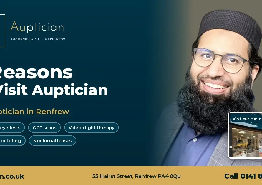 Optometrist Ahmed Qazi with the Valeda light therapy machine in Auptician, Renfrew